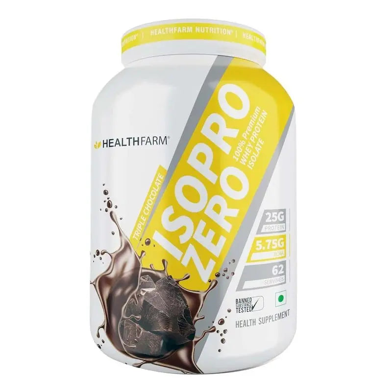 Healthfarm ISO Pro Zero Whey Protein Isolate Powder, Triple Chocolate 2kg - 62 Servings Healthfarm