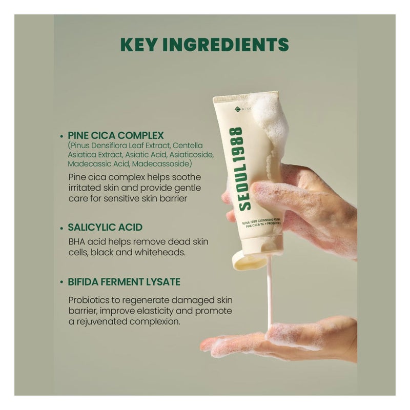 K-Secret Seoul 1988 Pine Cica 1% + Probiotics Cleansing Foam 150ml K-Secret
