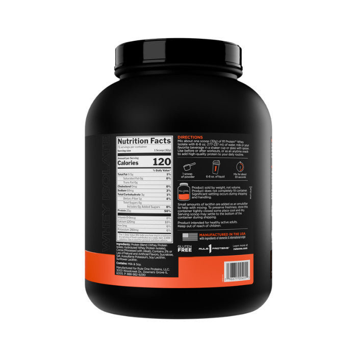 RULE 1 Protein Whey Isolate Blend Chocolate Fudge 5lb – 72 Servings