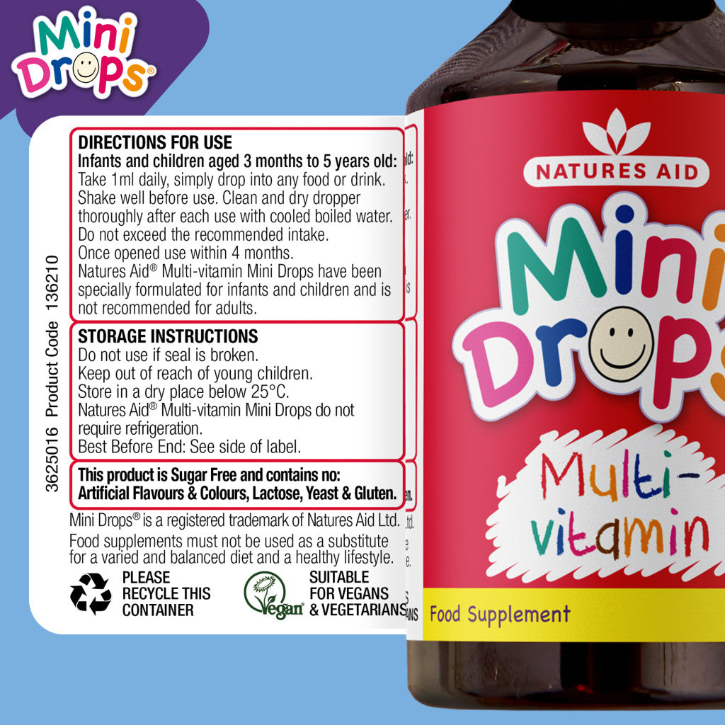 Natures Aid Multivitamin Mini Drops For Infant & Children - 50ml