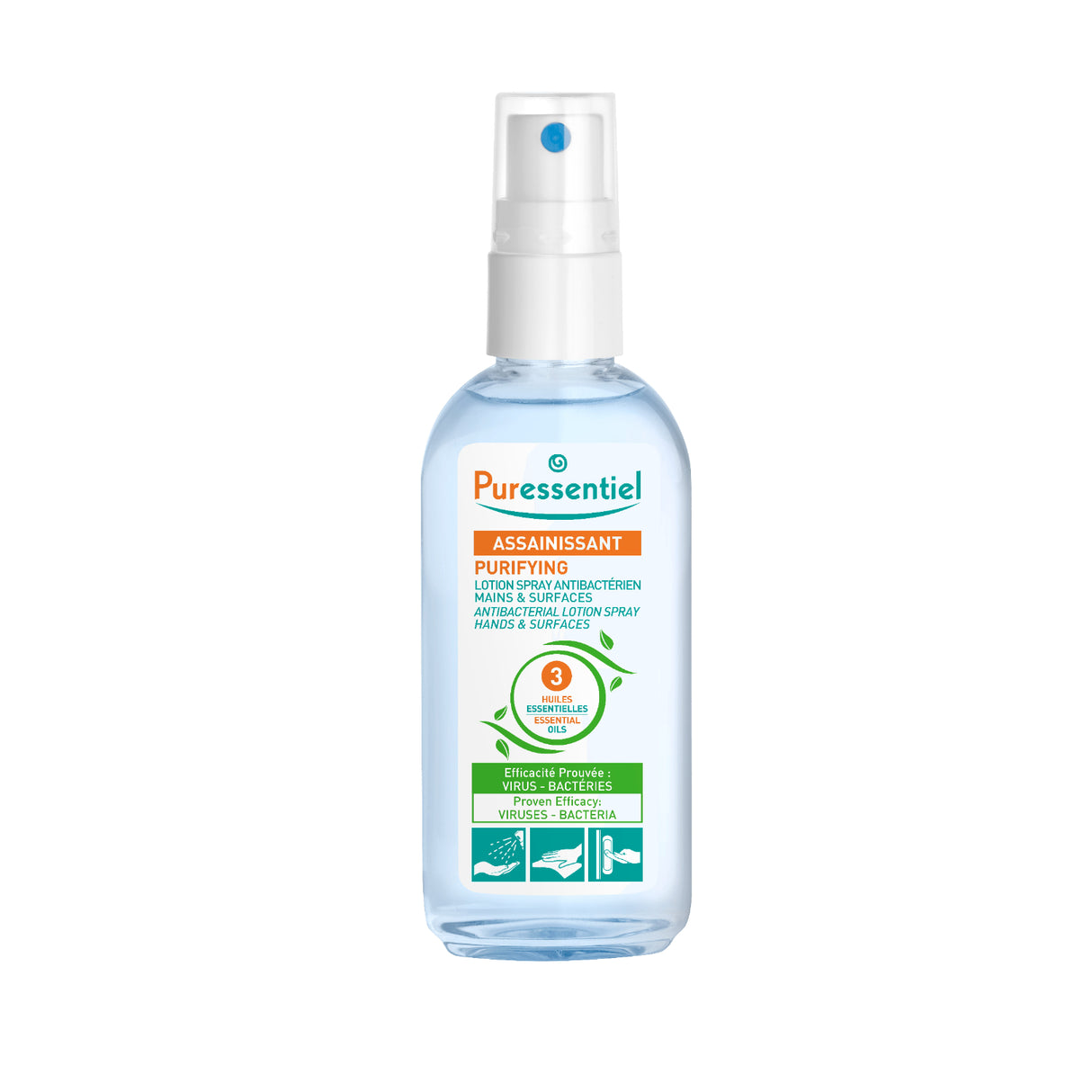 Puressentiel Purifying Antibacterial Lotion Spray Hands & Surfaces with 3 Essential Oils 80ml