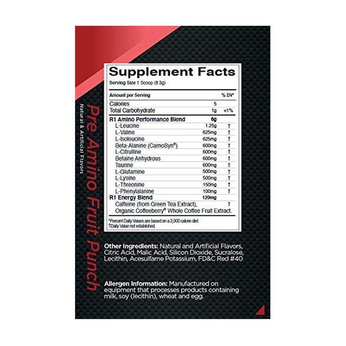 RULE 1 Pre Amino Fruit Punch - 30 Servings
