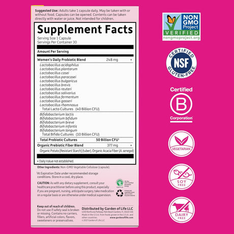 Garden of Life Dr. Formulated Probiotics Once Daily Women 50 Billion - 30 Capsules