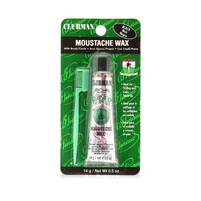 Clubman Moustache Wax Hang Pack-Black With Comb 0.5 Oz