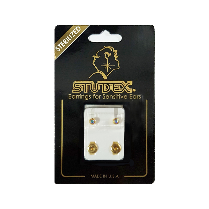 Studex Gold Plated Regular Birthstone AB Crystal Card R215Y