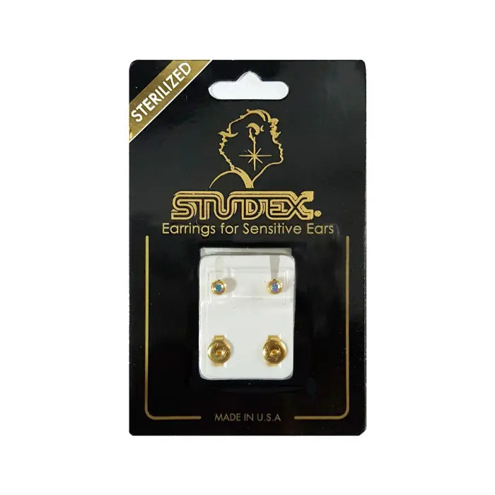 Studex Gold Plated Regular Birthstone AB Crystal Card R215Y STUDEX