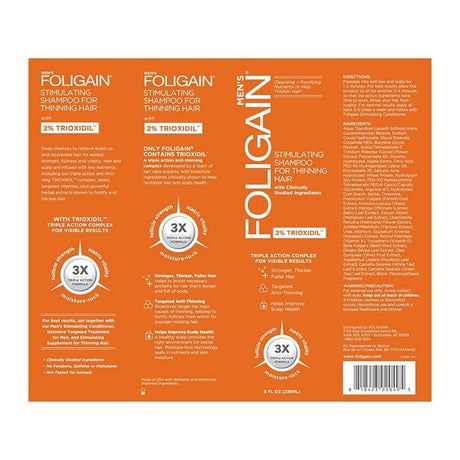 Foligain Triple Action Shampoo for Thinning Hair for Men with 2% Trioxidil - 236ml