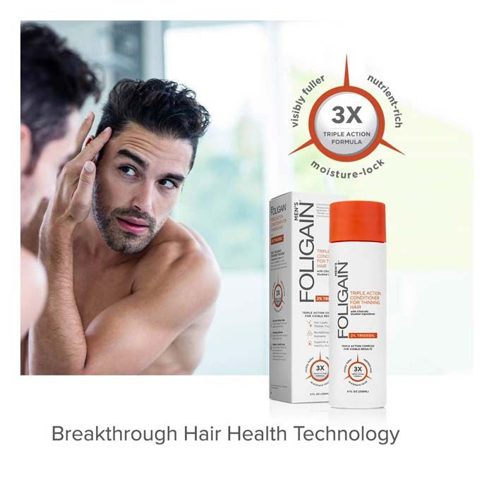 Foligain Triple Action Conditioner for Thinning Hair for Men with 2% Trioxidil 236 ml