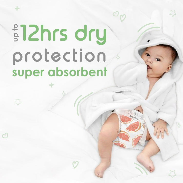 Pureborn Organic Bamboo Newborn Diapers 1- 3 kg Ultra Soft 34pcs