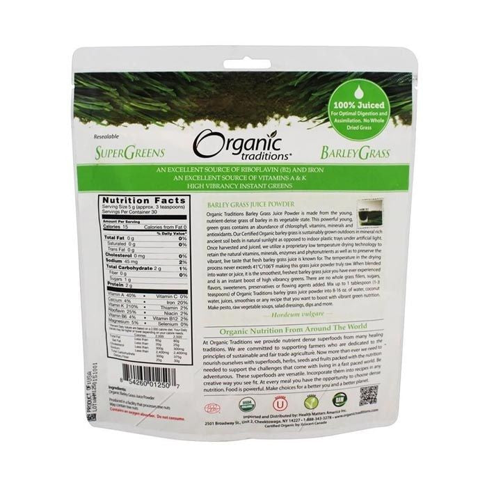 Organic Traditions Barley Grass Juice Powder 150g