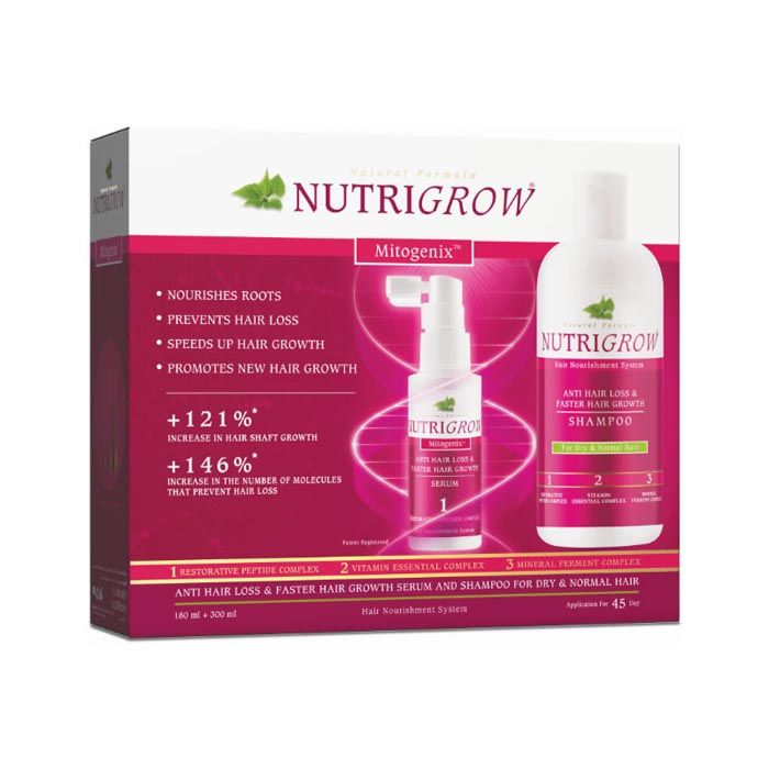 Nutrigrow Anti Hair loss & Fast Hair Growth Shampoo + Serum Dry Hair 180 ml + 300 ml Nutrigrow