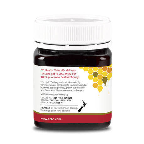 NZ Health UMF 7+ Manuka Honey Natural Antibacterial Support & No Additives – 250g