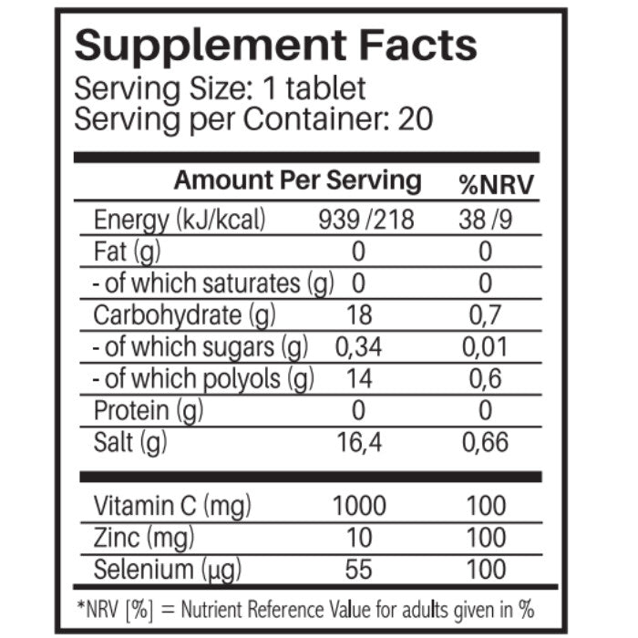 Sunshine Nutrition Immune Support Effervescent Orange Tablets 20's