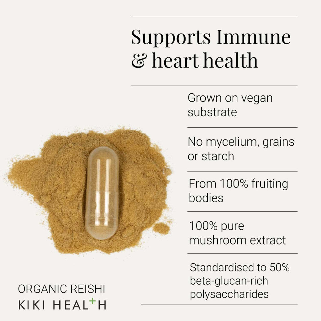 KIKI Health Organic Reishi Mushroom Extract - 60 Capsules