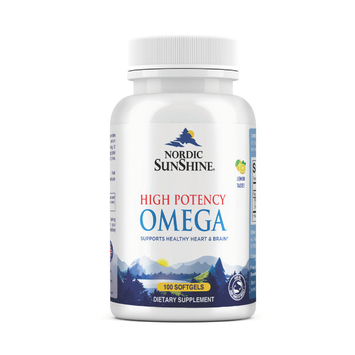 Nordic Sunshine High Potency Omega-3 1280mg - Heart, Brain, Joint & Skin Support, Triple Strength - 100 Softgels