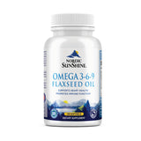 Nordic Sunshine Omega 3-6-9 Flaxseed Oil 1000mg, ALA-Rich Plant-Based Formula with Vitamin D & E for Heart, Brain -100 Softgels