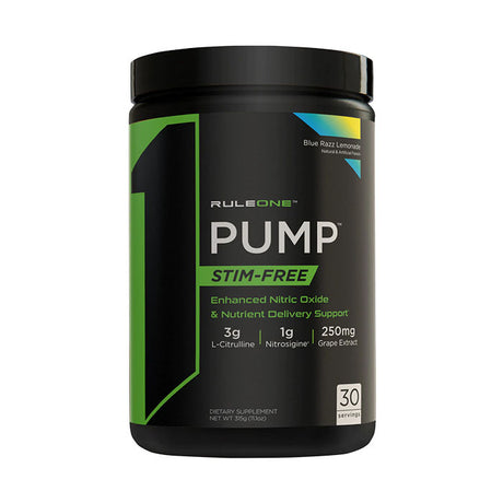 RULE 1 pump stim-free blue razz lemonade - 30 serving RULE 1