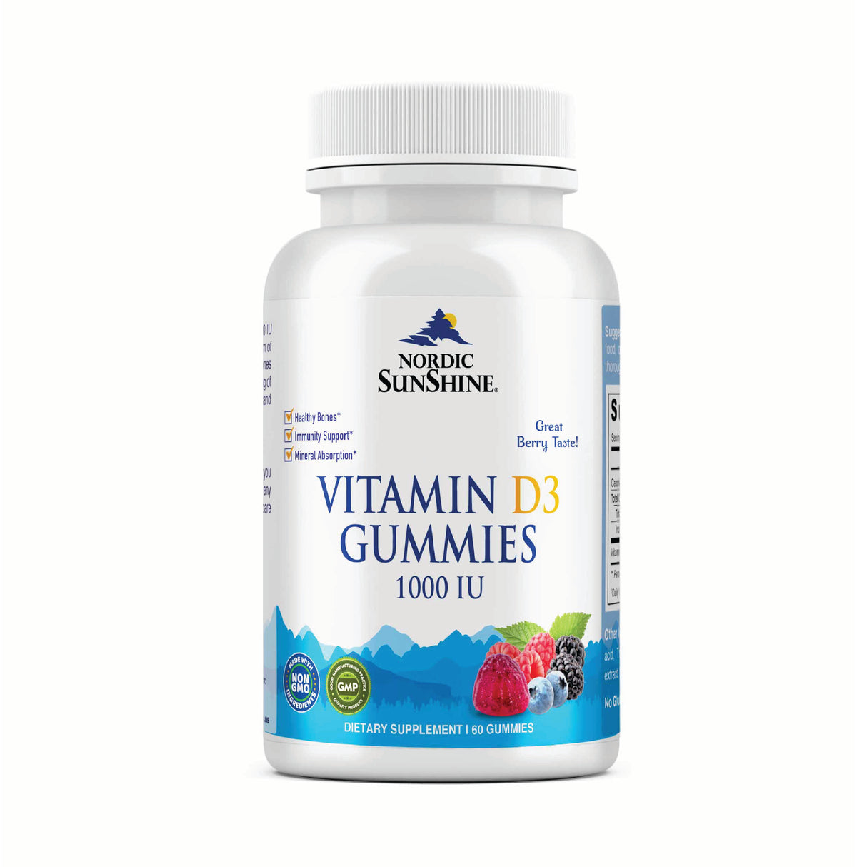 Nordic Sunshine Vitamin D3 1000 IU Gummies – Bone Strength, Immune Support & Gelatin-Free Formula – 60’s