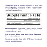 Nordic Sunshine Vitamin D3 1000 IU, Immune, Bone & Mood Support for Healthy Calcium Absorption – 100 Softgels