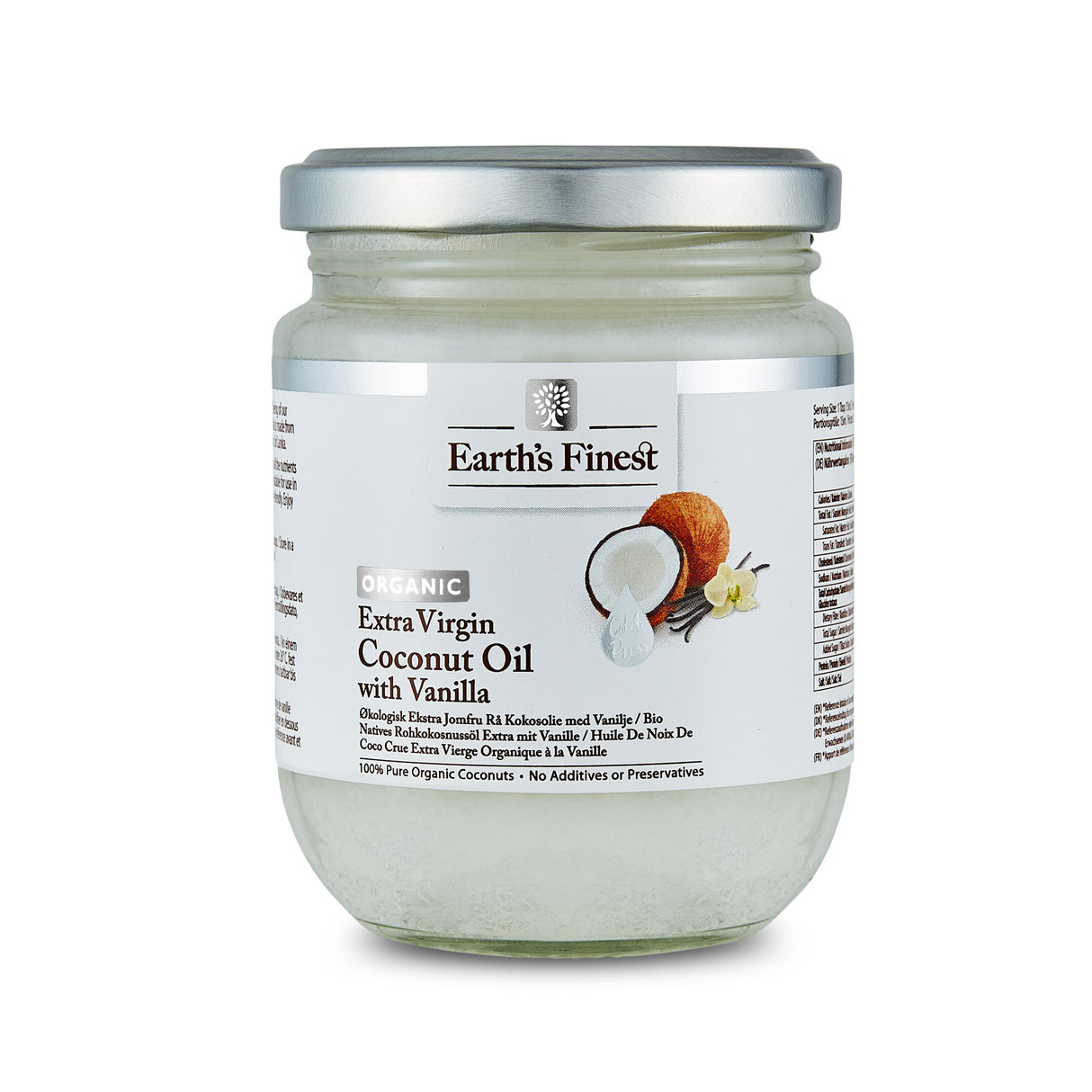 Earth’s Finest Organic Extra Virgin Coconut Oil with Vanilla, Cold Pressed, Raw, Vegan, Unrefined, Antioxidant-Rich, 200ml