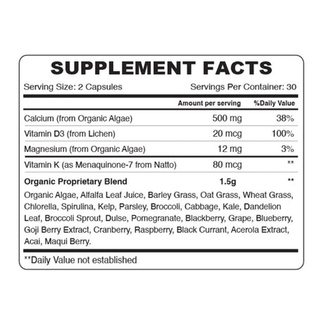 Organic Earth Plant Based Calcium - 60 Capsules