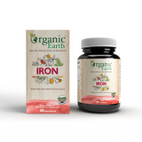 Organic Earth Gentle Iron Supplement with B12, Folate, and Vitamin C for Energy - 60 Capsules