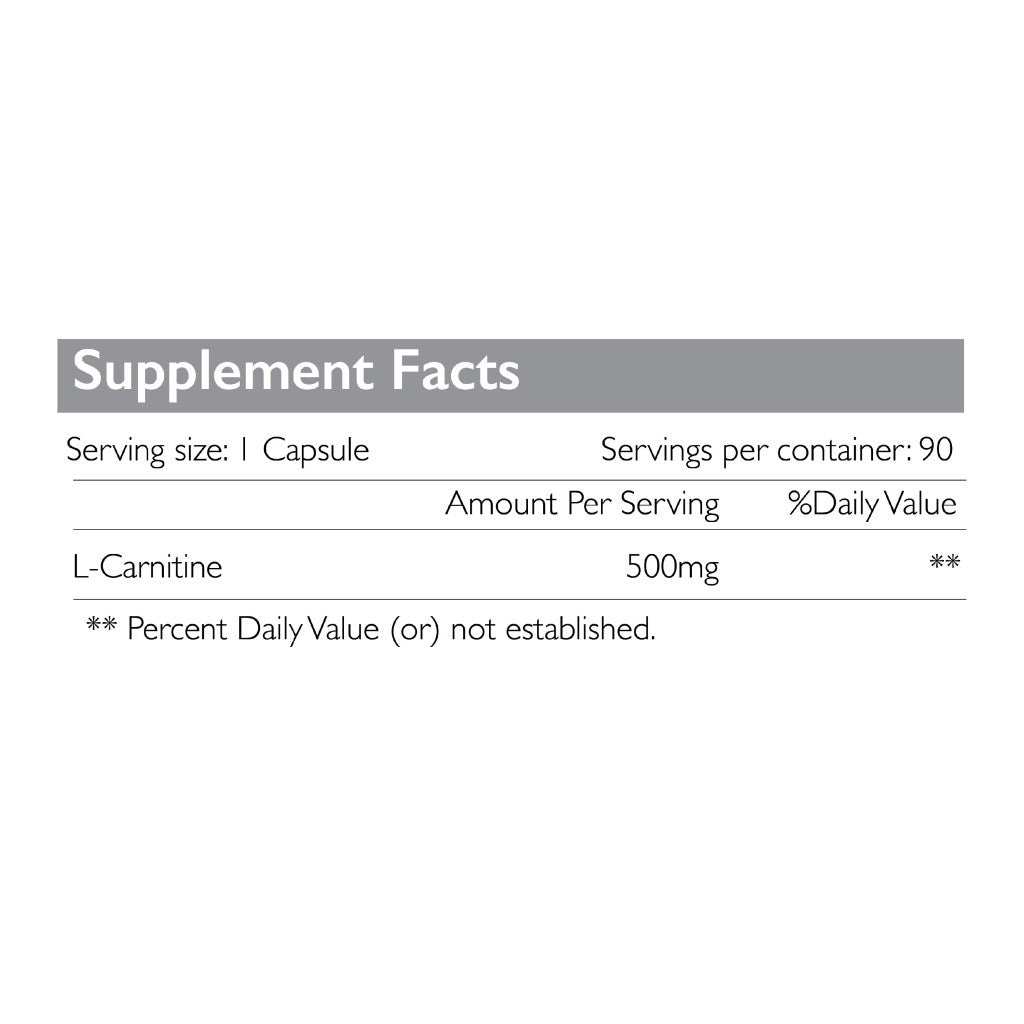 Radiant Platinum L-Carnitine 500mg, Fat Metabolism, Energy Booster & Weight Management Support - 90 Capsules