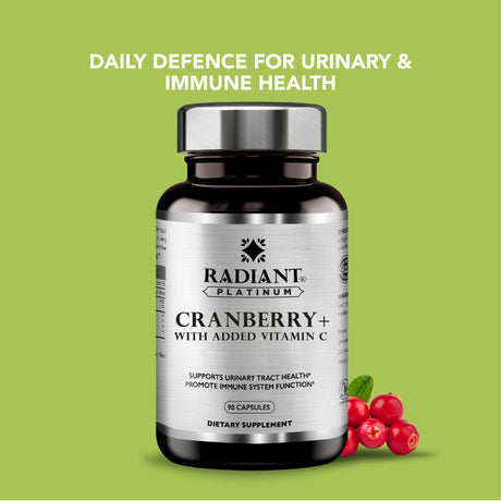 Radiant Platinum Cranberry with Vitamin C, Urinary Tract & Immune Support Supplement - 90 Capsules