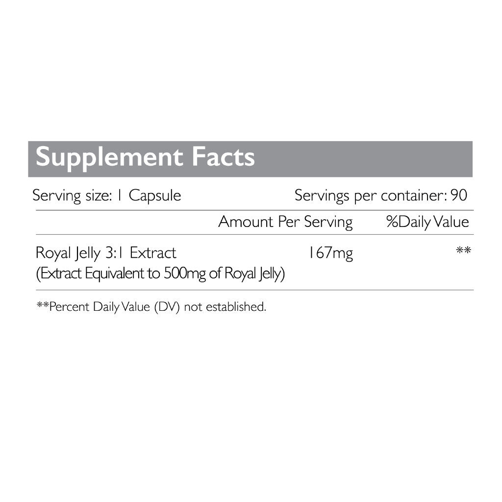 Radiant Platinum Royal Jelly 500mg, Immune Support, Energy & Nutritional Wellness Supplement - 90 Capsules