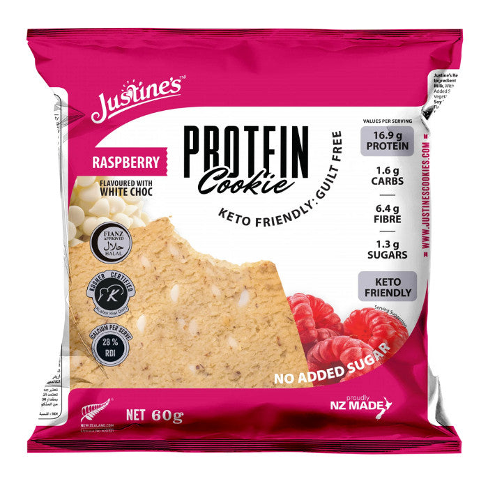 Justine's Protein Cookie Raspberry White Chocolate - 60g x 12s