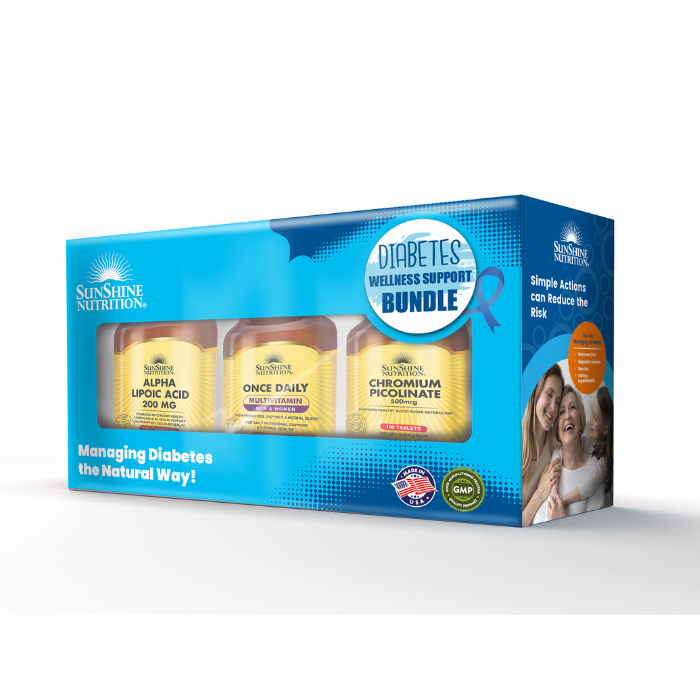 Sunshine Nutrition Diabetes Wellness with Alpha Lipoic Acid, Once Daily Multivitamins and Chromium Picolinate -  Bundle Promo 3's