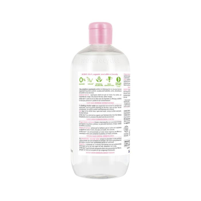 So Bio Etic Organic Soothing Micellar Water Aloe Vera Sensitive and Reactive Skin 99% Natural 500ml