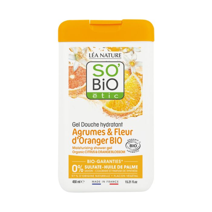 So Bio Etic Organic Citrus and Orange Blossom Shower Gel Sulfate-Free 99% Natural Origin 450ml