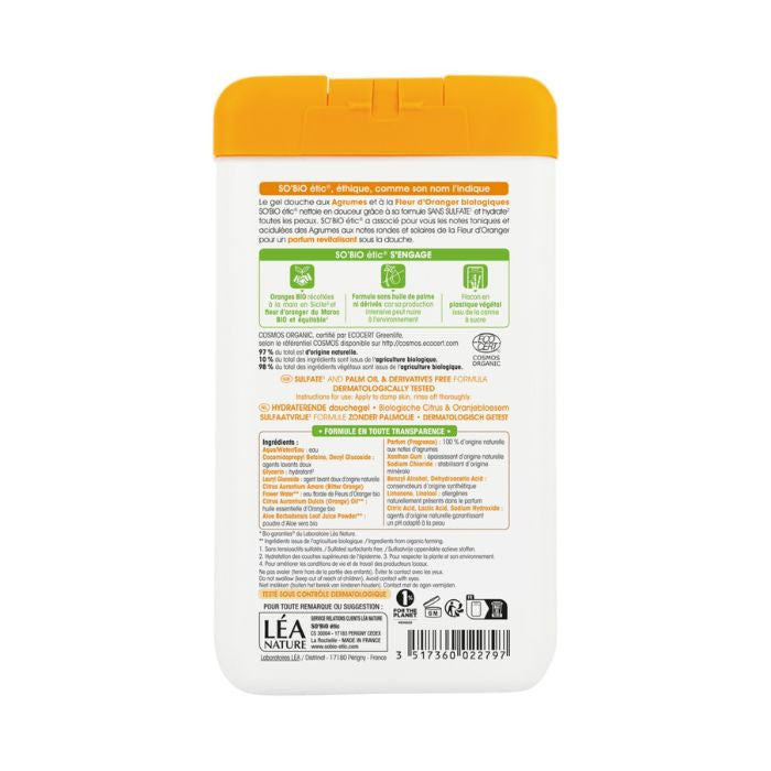 So Bio Etic Organic Citrus and Orange Blossom Shower Gel Sulfate-Free 99% Natural Origin 450ml