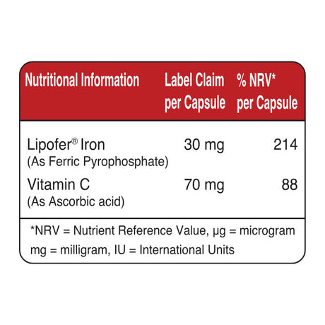 Vital Healthcare Lipoferra C - 30 Capsules