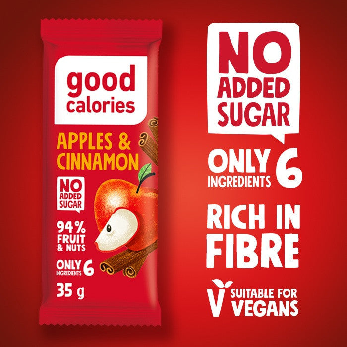 Good Calories Date Bar Apples & Cinnamon 35g,With 94% Fruits & Nuts - Pack of 20 pcs