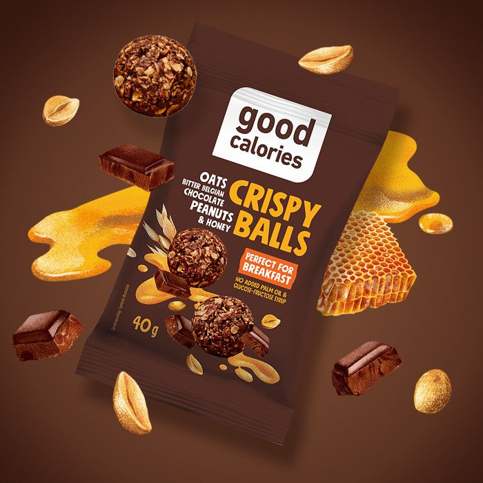Good Calories Oats Bitter Belgian Chocolate Peanuts & Honey Crispy Balls – 40g