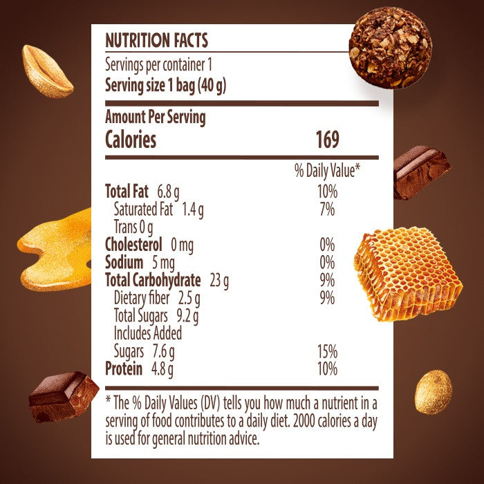 Good Calories Oats Bitter Belgian Chocolate Peanuts & Honey Crispy Balls – 40g