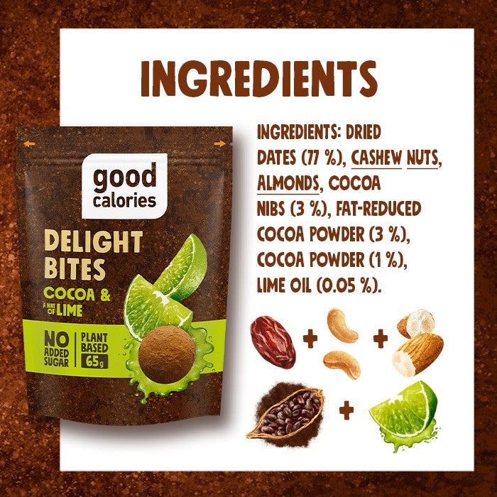Good Calories Cocoa & Hint of Lime Delight Bites – 65g