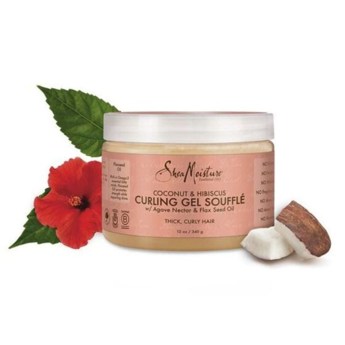 Shea Moisture Coconut & Hibiscus Curling Gel Souffle Define Hydrate and Control Frizz Naturally 340g