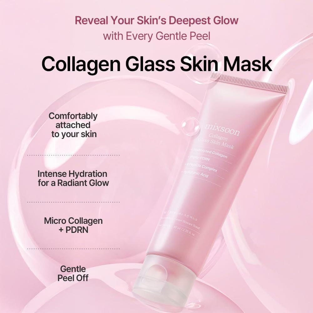 Mixsoon Collagen Glass Skin Peel-Off Mask for Hydration, Elasticity and Radiant Glow - 80ml