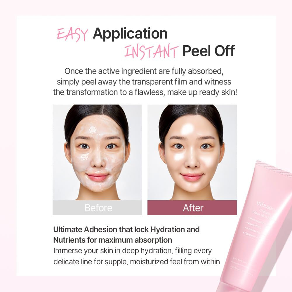 Mixsoon Collagen Glass Skin Peel-Off Mask for Hydration, Elasticity and Radiant Glow - 80ml