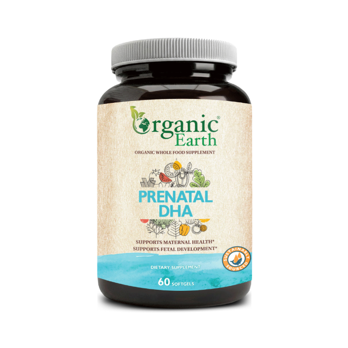 Organic Earth Prenatal DHA for Pregnancy and Lactation Support - 60 Softgels