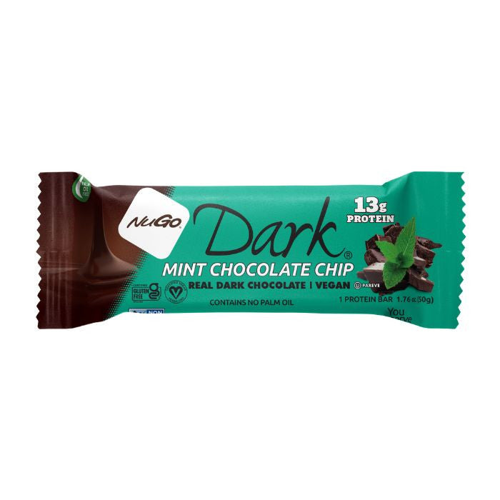 NuGo Dark Mint Chocolate Chip Bar 50g, 13g Protein, Gluten Free, Non-GMO, Pack of 12 pcs