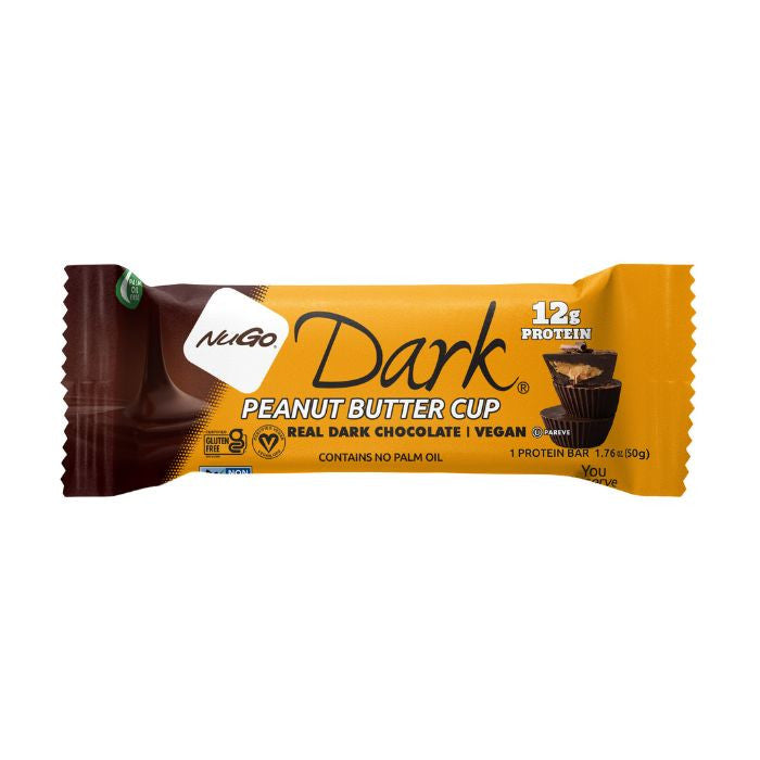 NuGo Dark Peanut Butter Cup Protein Bar 50g, 12g Vegan Protein, Gluten Free, Non-GMO, Pack of 12 pcs