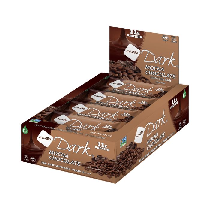 NuGo Dark Mocha Chocolate Protein Bar 50g, 11g Vegan Protein, Gluten Free, Non-GMO, Pack of 12 pcs