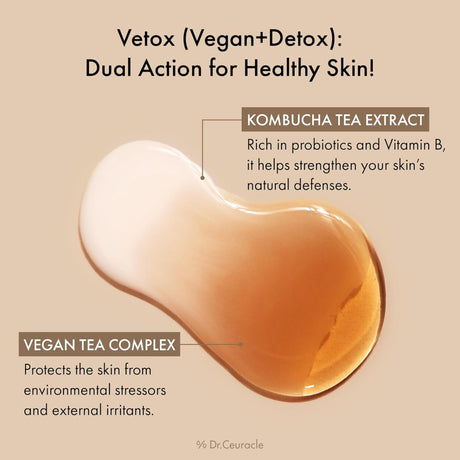 Dr. Ceuracle Vegan Kombucha Tea Essence, Probiotic Hydrating Detox for Glowing Skin - 150ml