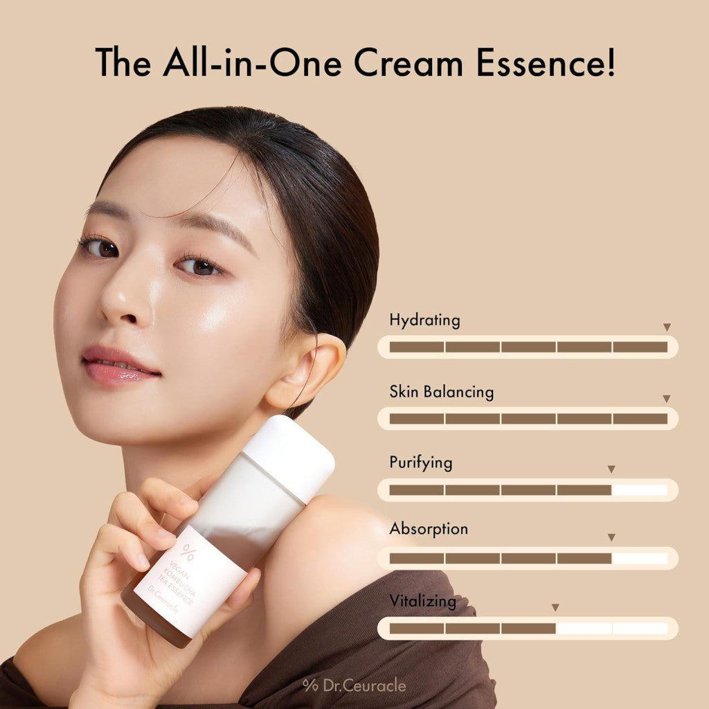 Dr. Ceuracle Vegan Kombucha Tea Essence, Probiotic Hydrating Detox for Glowing Skin - 150ml