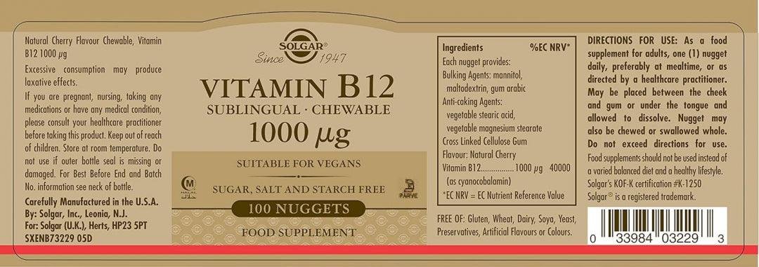 Solgar Vitamin B12 Nuggets 1000 Mcg, 100S