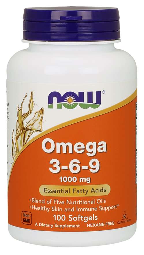 Now Omega 3 6 9 Flax Seed, Evening Primrose, Canola, Black Currant & Pumpkin Seed Oils 1000mg Softgels, Pack of 100's